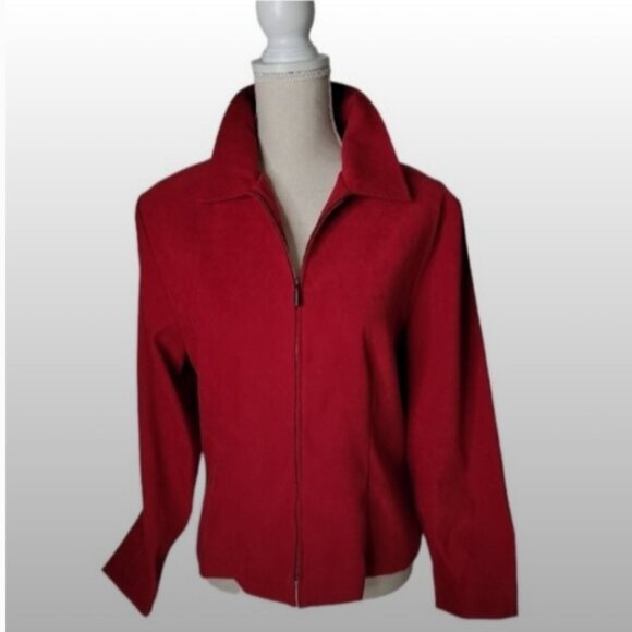 BRIGGS red light jacket blazer Size 8P petite front zippered polyester blend - Picture 10 of 10